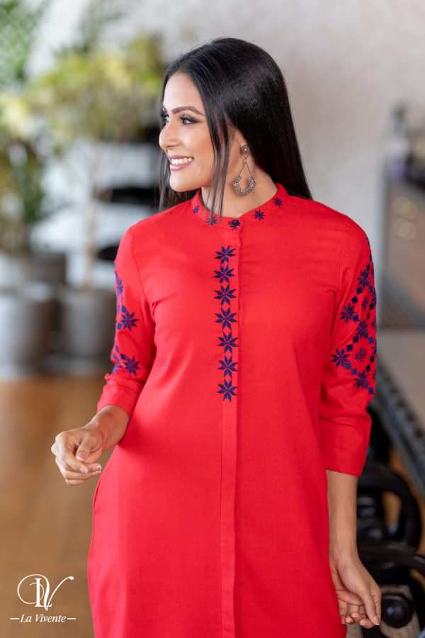 Red Embroidery dress - Image 4