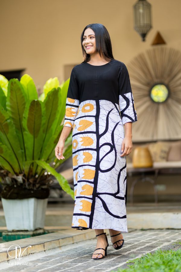 Abstract batik maxi dress