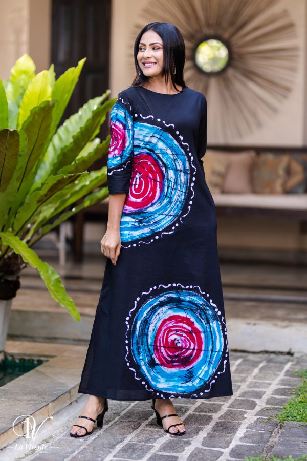 Abstract Batik Maxi Dress