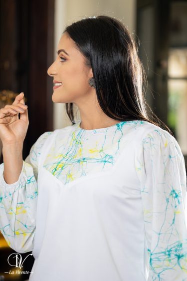 Batik patch detailed blouse