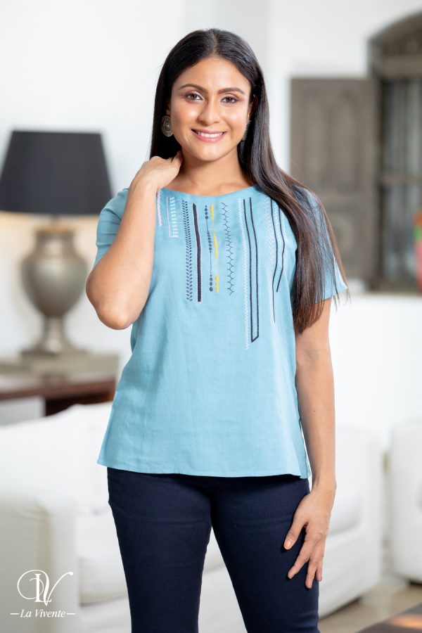 Round Neck Embroidery Top - Image 3