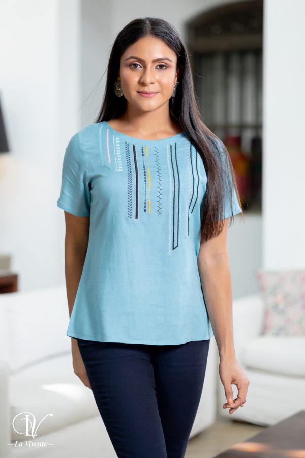 Round Neck Embroidery Top - Image 2