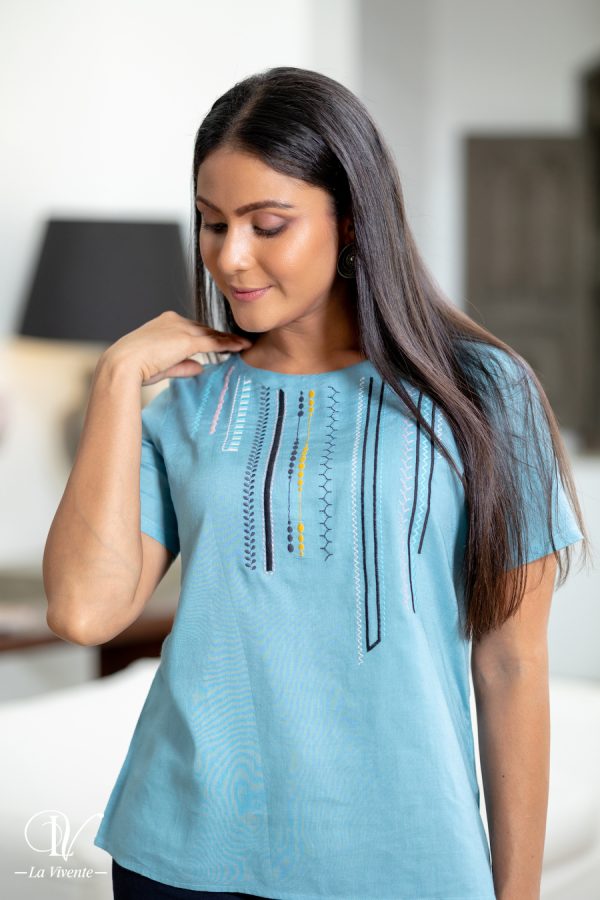 Round Neck Embroidery Top