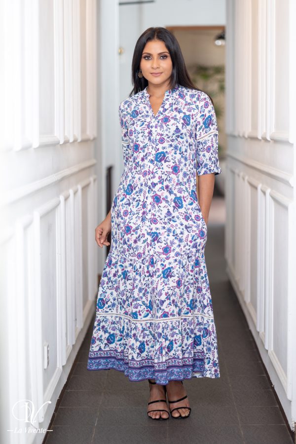 Paisley Patterned Tiered Maxi Dress