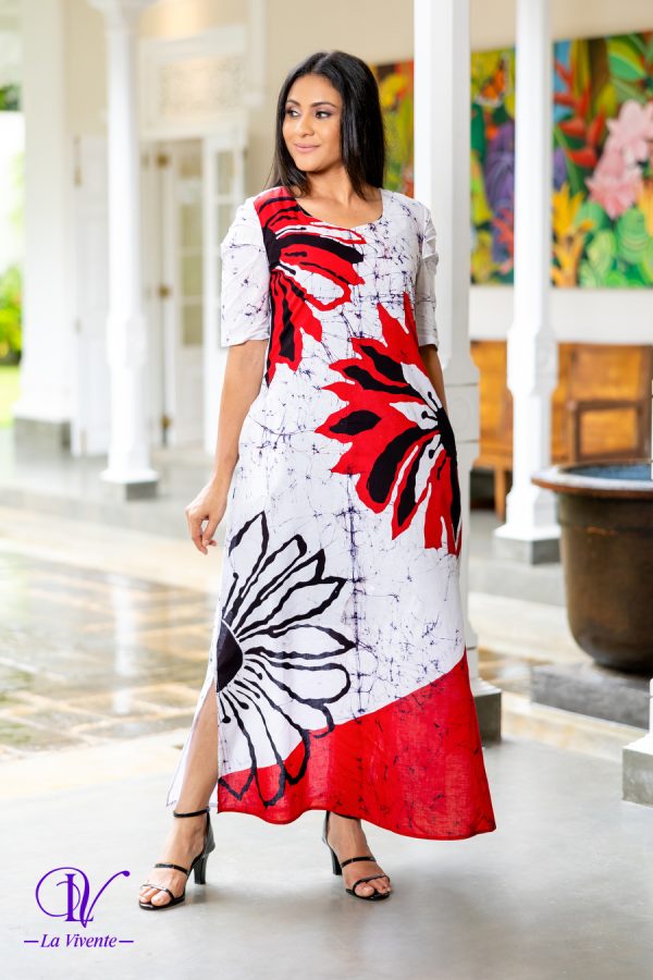 Floral Printed Batik Maxi Dress - Image 5