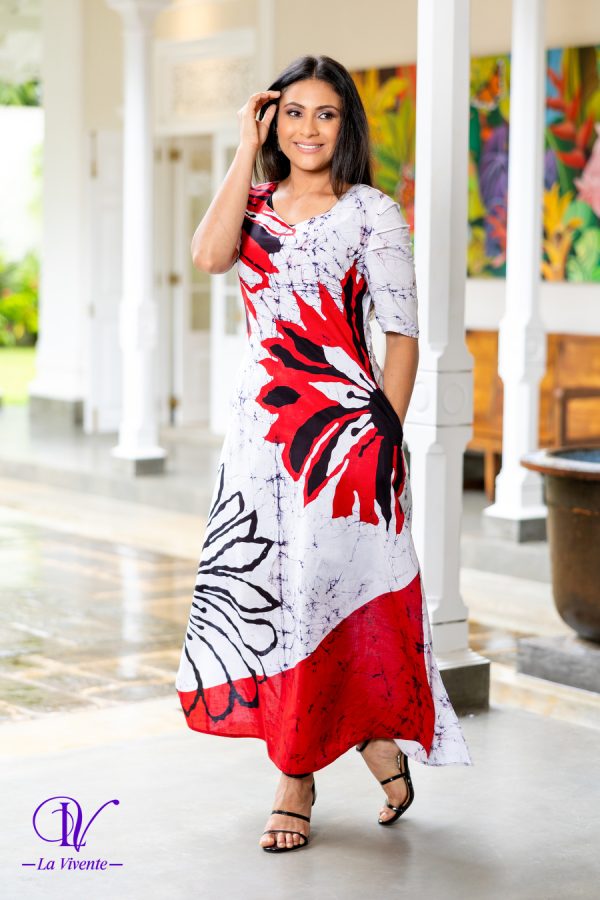 Floral Printed Batik Maxi Dress