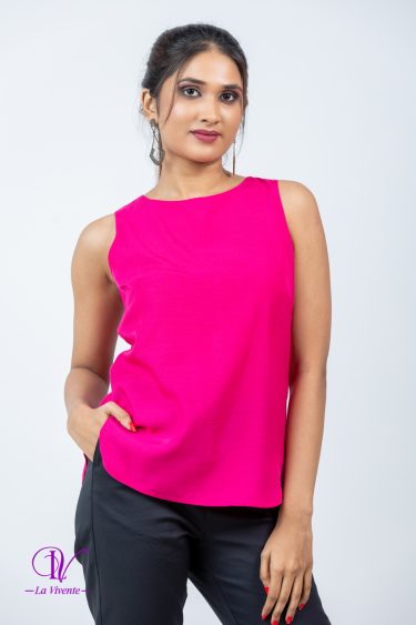 Sleeveless Back Button Up Detailed Blouse