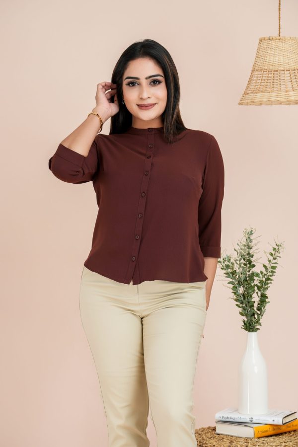 Chinese Collared Button Up Shirt Top - Image 2