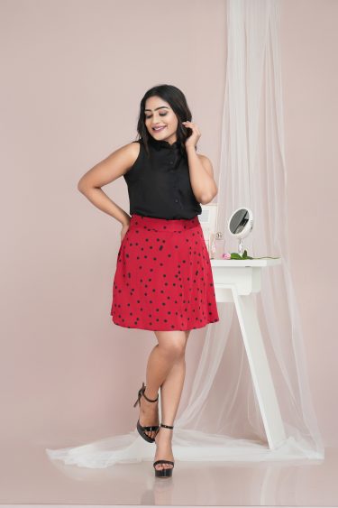 Polka Dot Mini Skater Skirt