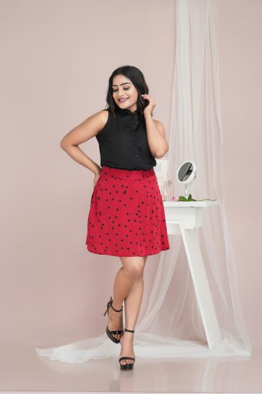 Polka Dot Mini Skater Skirt