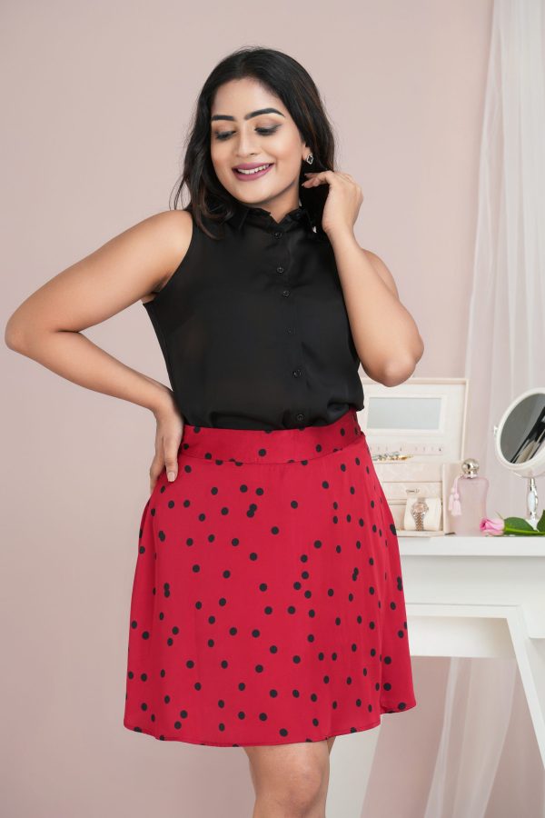 Polka Dot Mini Skater Skirt - Image 4
