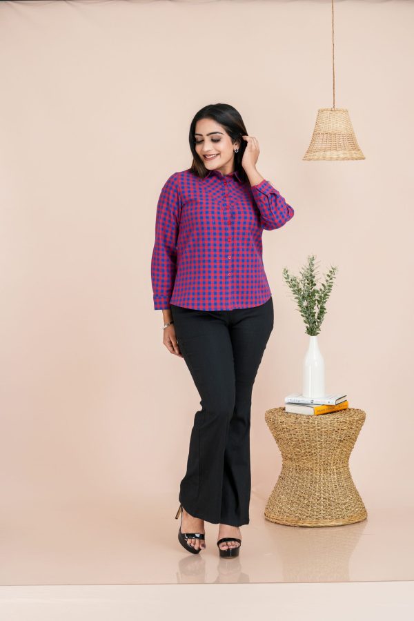 Gingham Patterned Shirt Blouse - Image 3