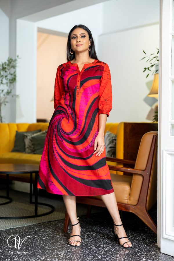 Abstract Printed Short Batik Dress