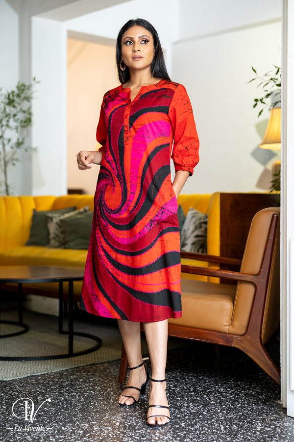 Abstract Printed Short Batik Dress - Image 2