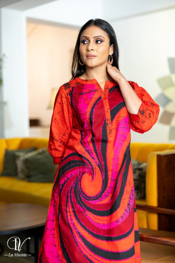 Abstract Printed Short Batik Dress - Image 3