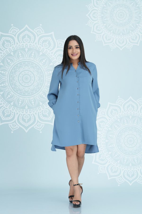 High-low detailed button up short dress - Image 2