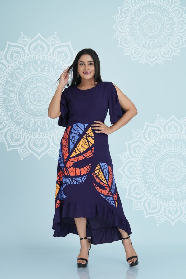 Printed Frill Detailed Maxi Dress - Image 2