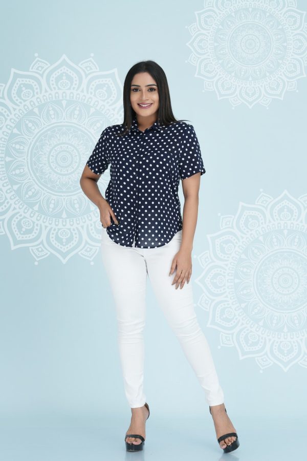 Polka Dot Button Up Short Sleeved Shirt - Image 4