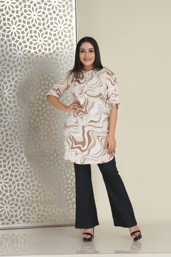 Marble patterned chinese collared kurta