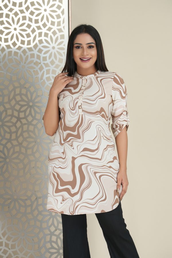 Marble patterned chinese collared kurta - Image 3