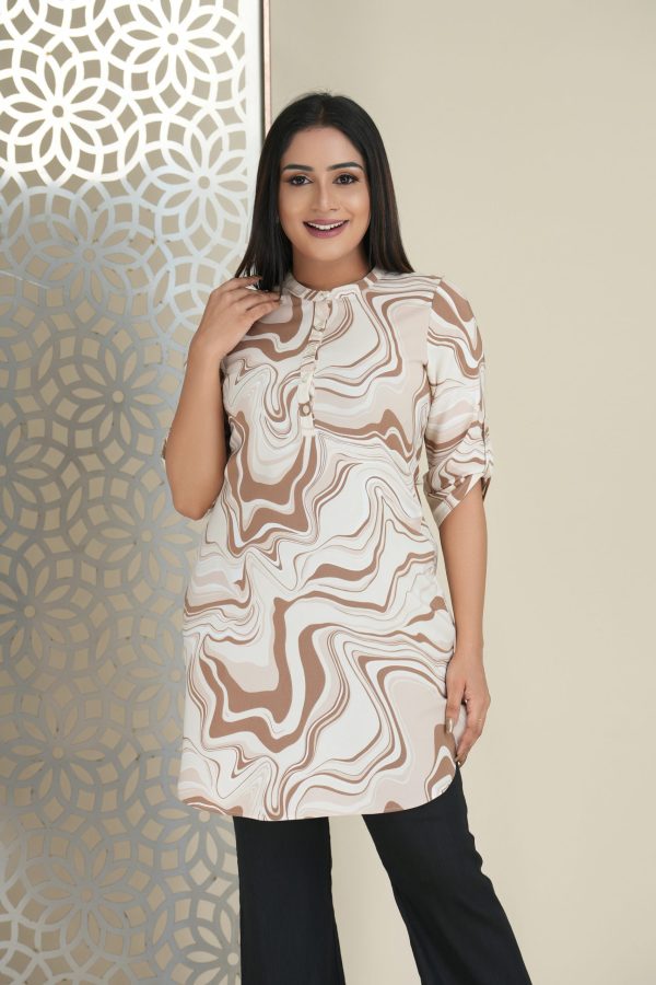 Marble patterned chinese collared kurta - Image 3