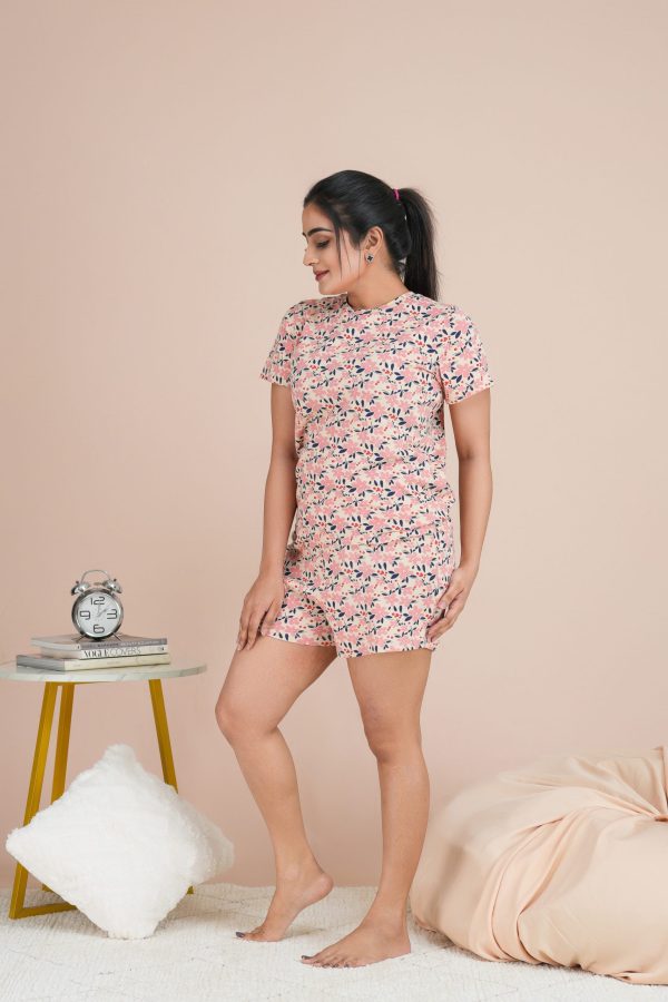 Floral Patterned T-shirt & Short Pyjama Set - Image 3