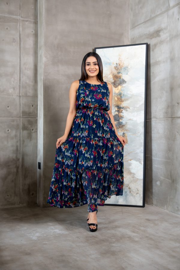 Floral Patterened Sleeveless Tiered Maxi Dress - Image 2