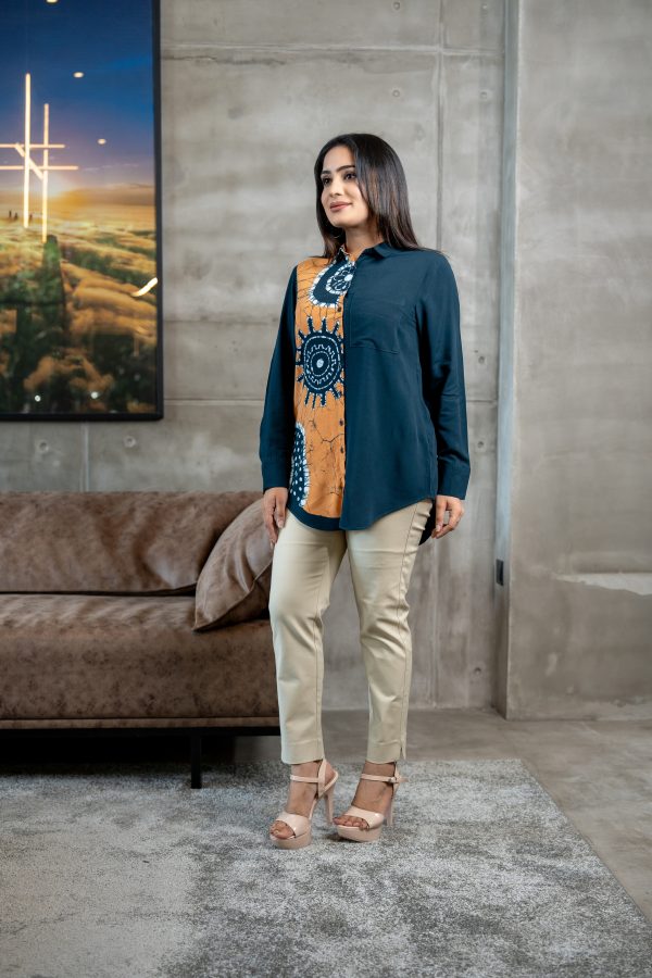 Two-Tone Button Up Batik Shirt - Image 4