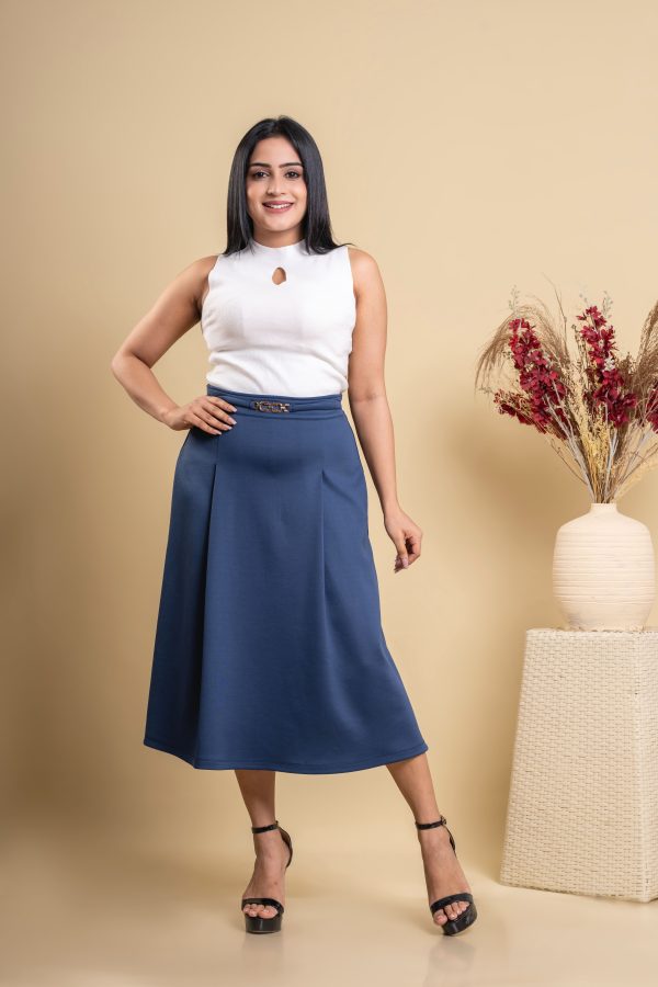 Mock Belt Detailed Midi Skirt - Image 2