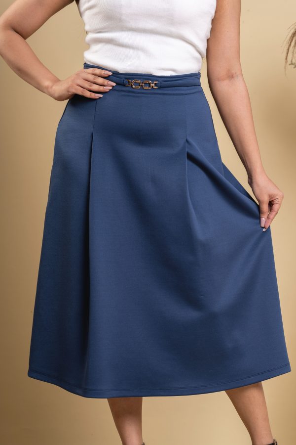 Mock Belt Detailed Midi Skirt - Image 5