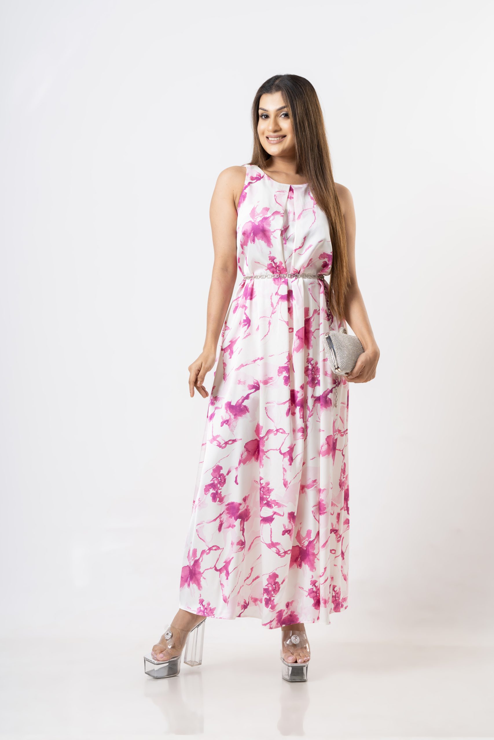 Abstract Patterned Sleeveless Maxi Dress