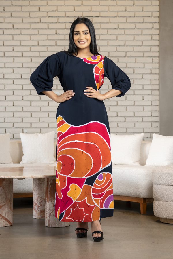 Abstract Printed Batik Maxi Dress - Image 2