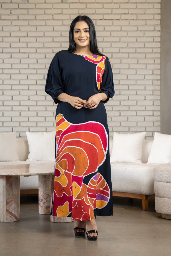Abstract Printed Batik Maxi Dress - Image 3