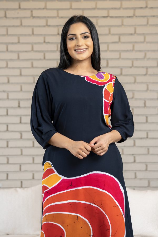 Abstract Printed Batik Maxi Dress - Image 4