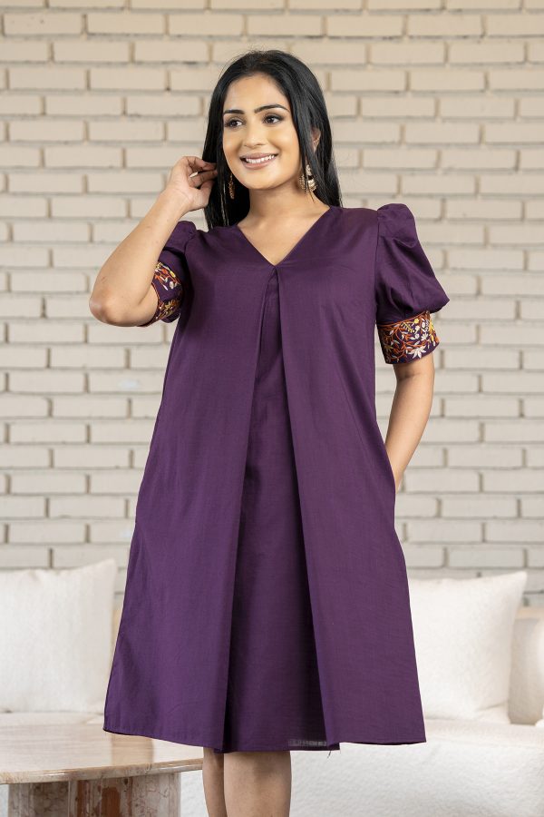 Cuff Embroidered Loose Fitted Short Dress - Image 4