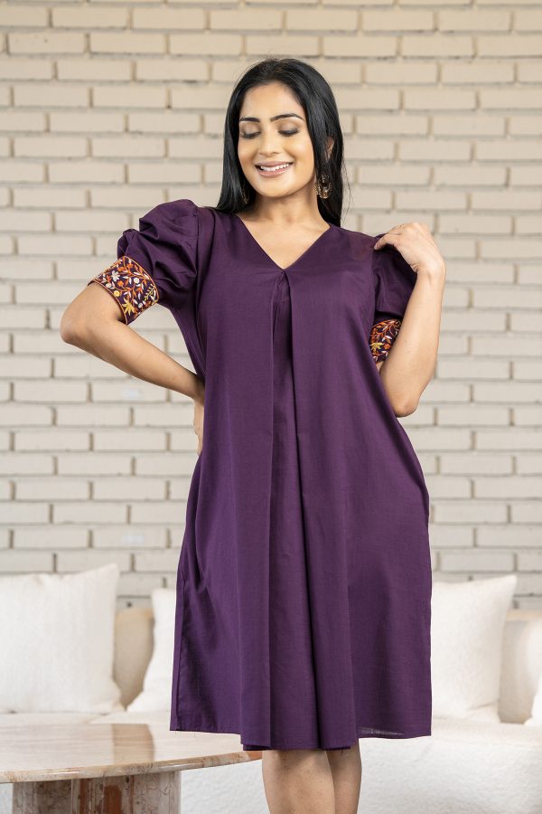 Cuff Embroidered Loose Fitted Short Dress - Image 5