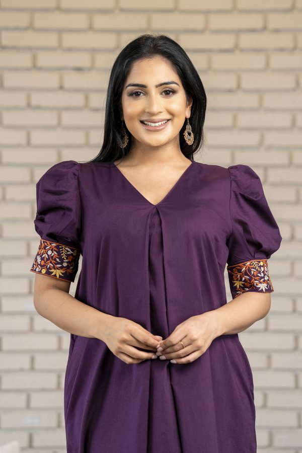Cuff Embroidered Loose Fitted Short Dress - Image 6