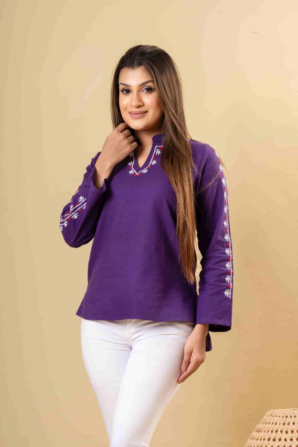 Embroidered Notch Necked Top - Image 3