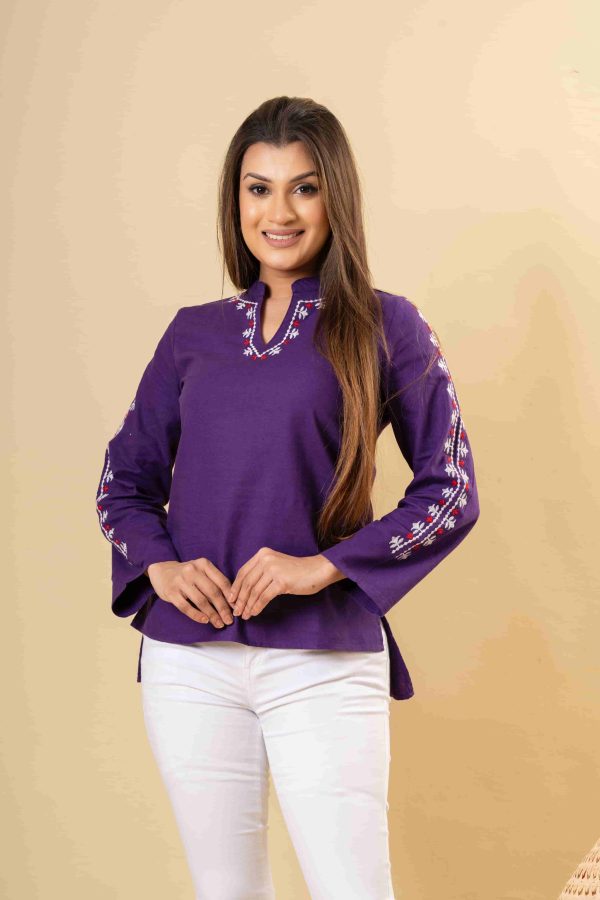Embroidered Notch Necked Top - Image 2