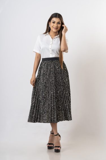 Patterned Sunray Maxi Skirt