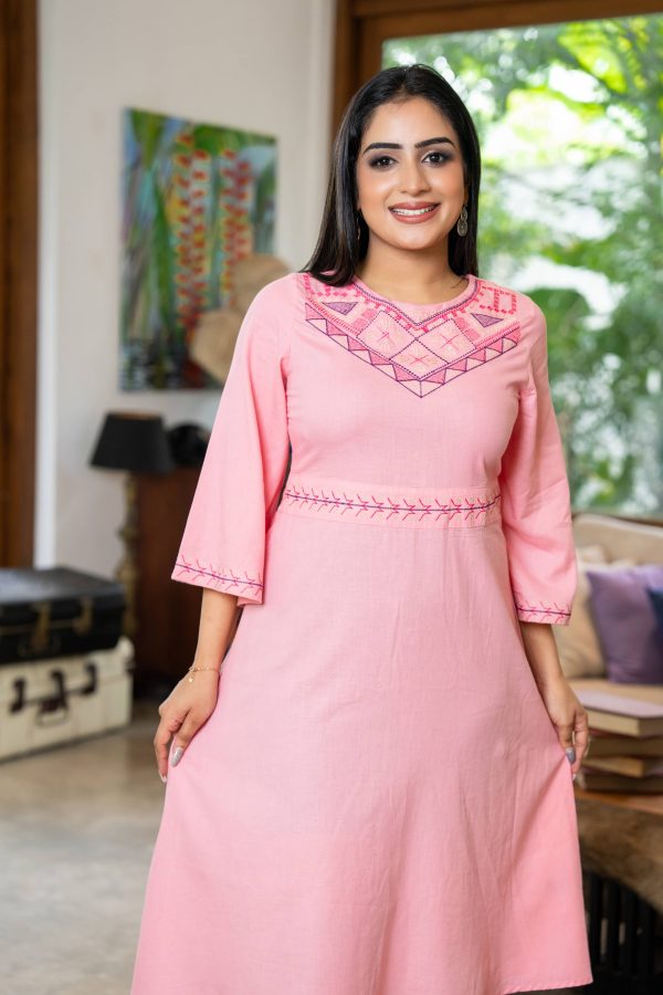 Embroidered Bell Sleeved Midi Dress - Image 4