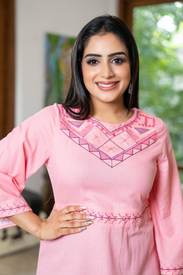 Embroidered Bell Sleeved Midi Dress - Image 5
