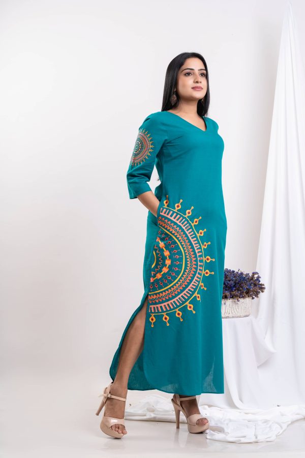 Mandala Printed V-necked Maxi Dress