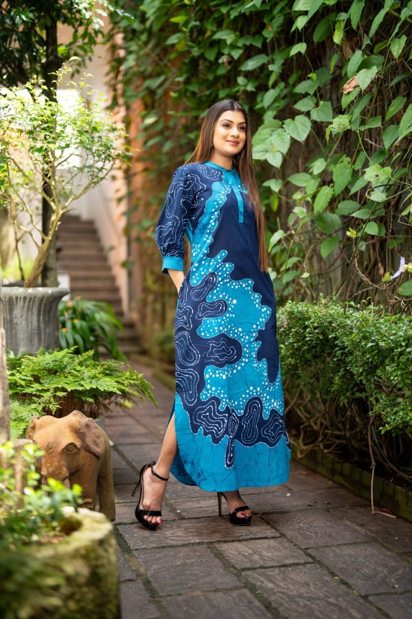 Abstract Printed Batik Maxi Dress - Image 3