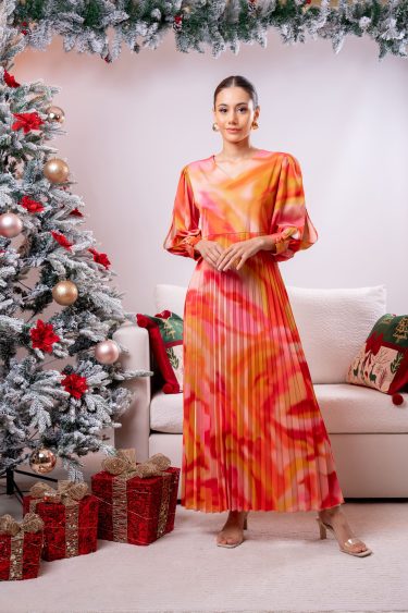 Ombre Sunray Evening Wear Maxi Dress