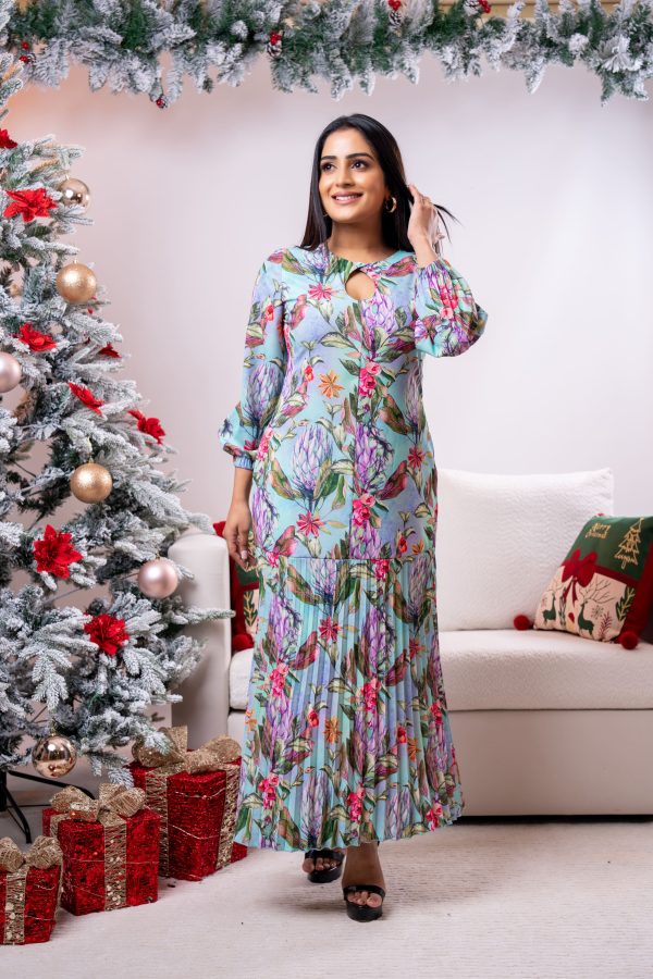 Pleated Bottom Frilled Party Wear Dress - Image 2