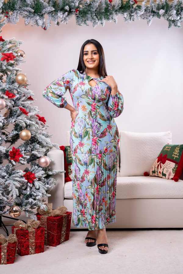 Pleated Bottom Frilled Party Wear Dress - Image 3