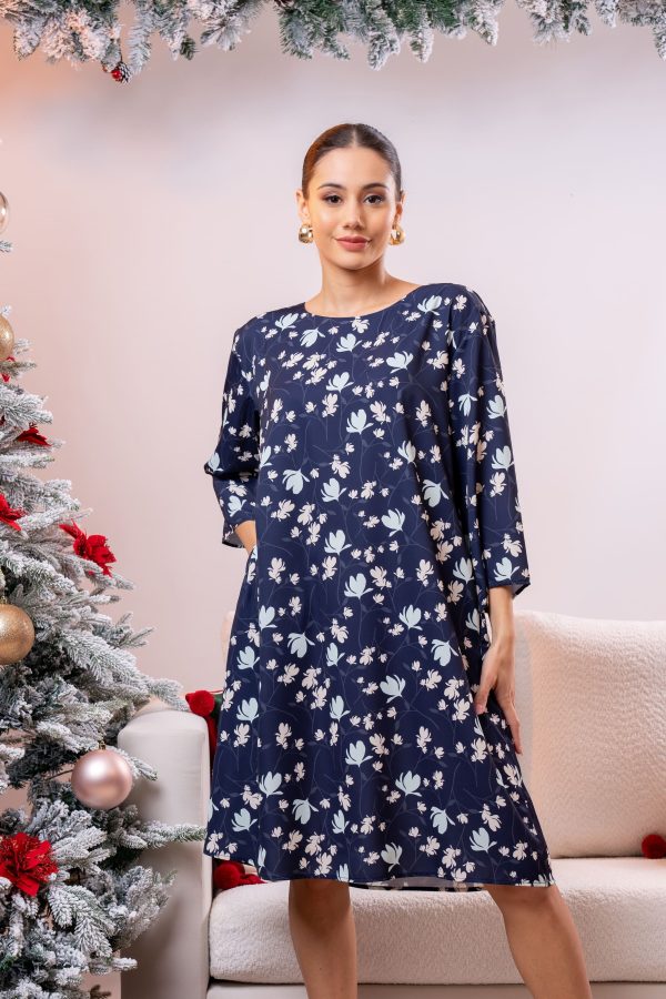 Floral Patterned Evening Wear Short Dress - Image 3