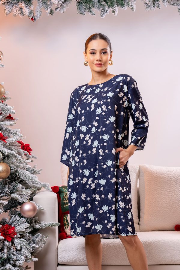 Floral Patterned Evening Wear Short Dress - Image 2