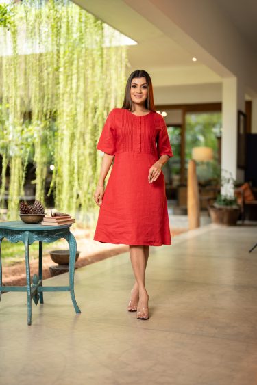 Pintuck Detailed Short Dress